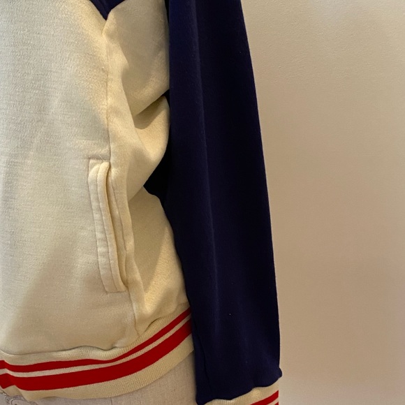 ASICS Tiger Vintage Mens Zip Up Warmup Jacket / Off White, Blue, Red / Size XL - Picture 3 of 10